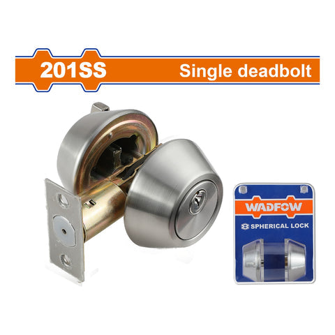 [SKUIMG]WUE1501|CERROJO DE CILINDRO UNICO 65MM INOXIDABLE SATINADO. 3 LLAVES. ENTRADA LLAVE SALIDA PESTILLO.