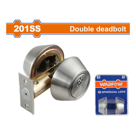 [SKUIMG]WUE1502|WUE1502.jpg|CERROJO DE DOBLE CILINDRO 65MM INOXIDABLE SATINADO. INCLUYE 3 LLAVES. CERRADURA CON LLAVE