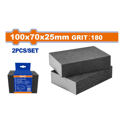 [SKUIMG]WUK2503|ESPONJAS LIJA ABRASIVA 100X70X25MM. SET DE 2 PIEZAS. IDEAL PARA METAL Y MADERA.