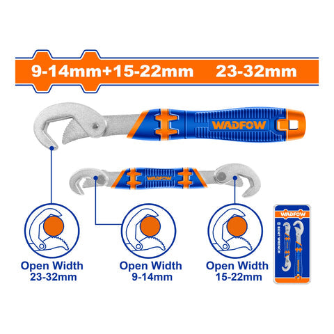[SKUIMG]WUW1103|LLAVES INGLESA PICO DE LORO DOBLE BOCA 9-14MM, 15-22MM BOCA SIMPLE 23-32MM SET DE 2 PIEZAS.