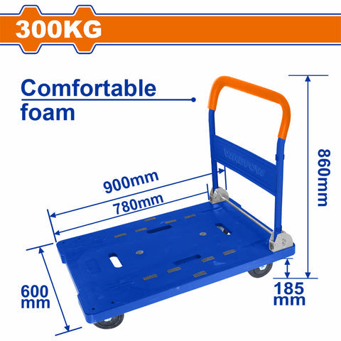 [SKUIMG]WWB1530|WWB1530.jpg|CARRETILLA DE PLATAFORMA PLEGABLE 300 KG. MANGO DE ACERO CON ESPUMA ERGONOMICA.TAMANO DE LA PLATAFOR