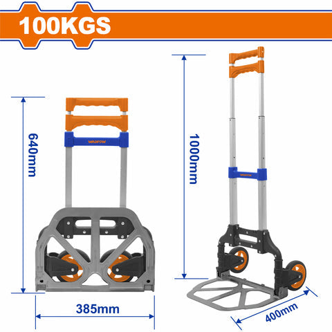 [SKUIMG]WWB8A10|CARRETILLA DE CARGA PLEGABLE 100KGS. EXTENDIDO: 400X385X1000MM. PLEGADO: 60X385X640MM INCLUYE CUERDA