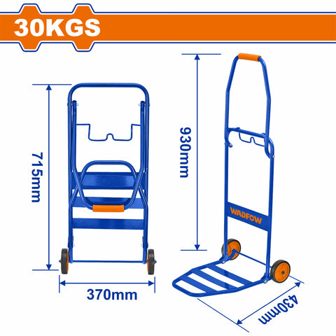 [SKUIMG]WWB9A03|WWB9A03.jpg|CARRETILLA DE CARGA PLEGABLE 30KGS. EXTENDIDO: 930X370X430MMMM. PLEGADO: 715X370X110MM TROLLEY CARGA