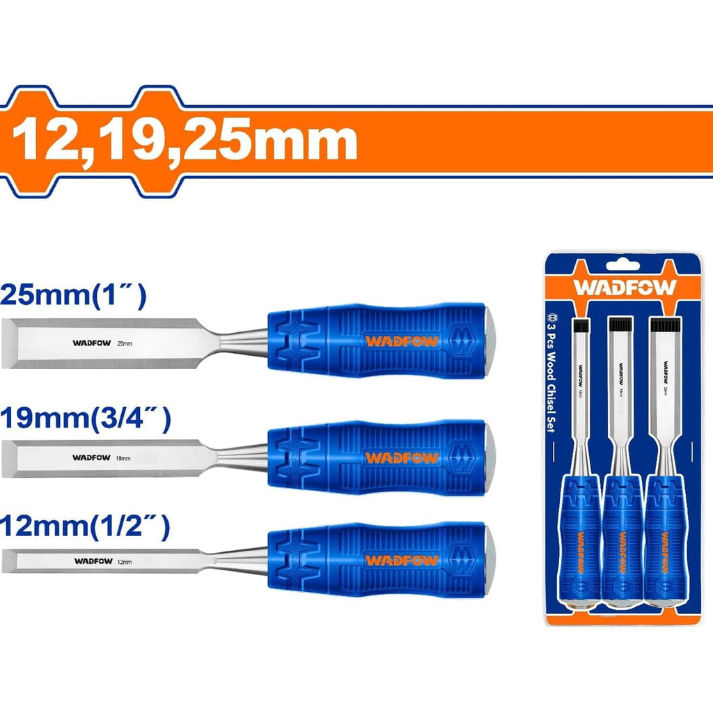 [SKUIMG]WWC2203|WWC2203.jpg|CINCELES DE MADERA 12,19,25MM. MANGO ERGONÓMICO. ACERO AL CARBONO. LONG. 105MM (3PZS. SET)