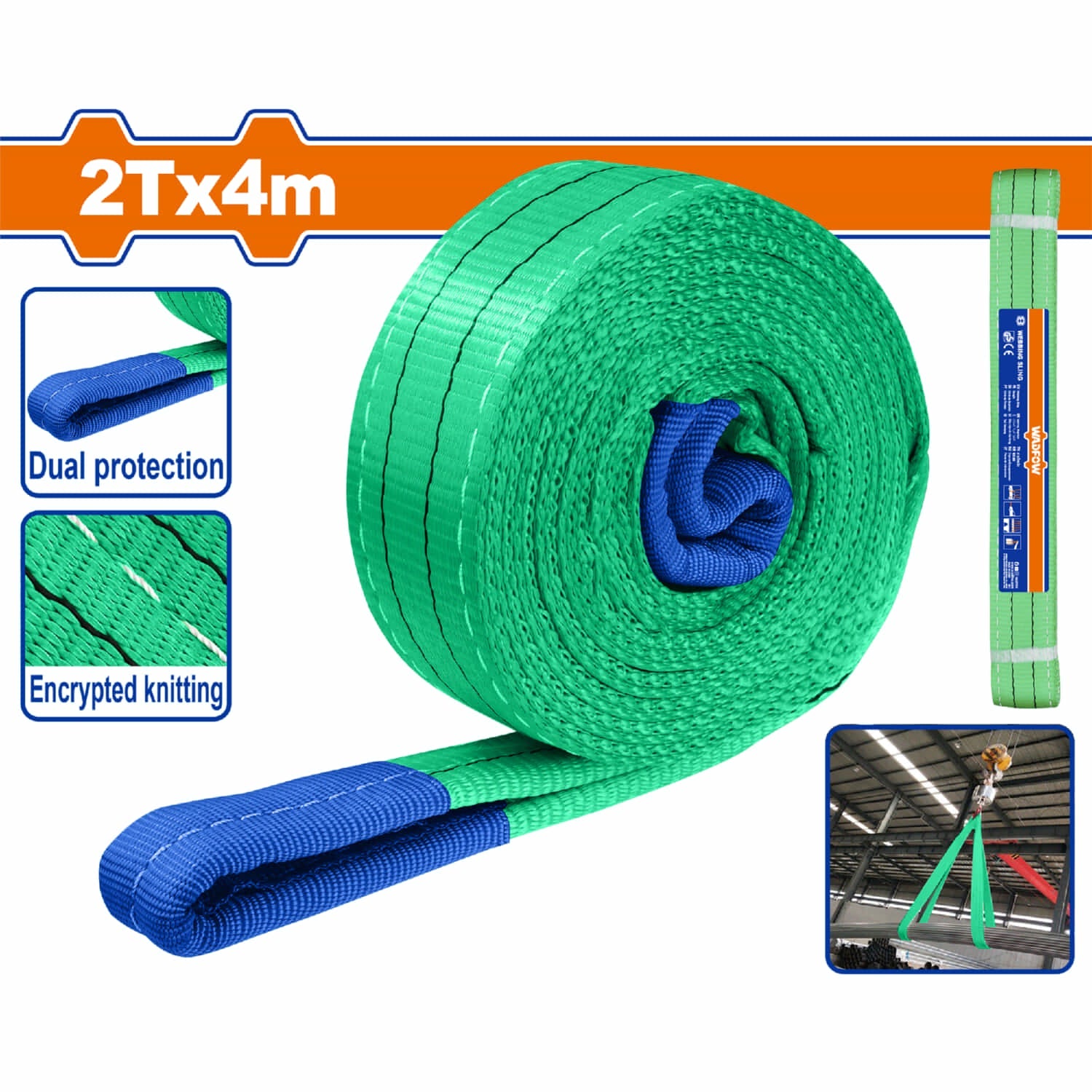 [CARBONE]WWG1324|CINTA DE ESLINGA 2 T X 4M. 2 CAPAS. 100% POLIEST�R. SEGURIDAD: 5:1. ARN�S ECON�MICO Y ADAPTABLE.