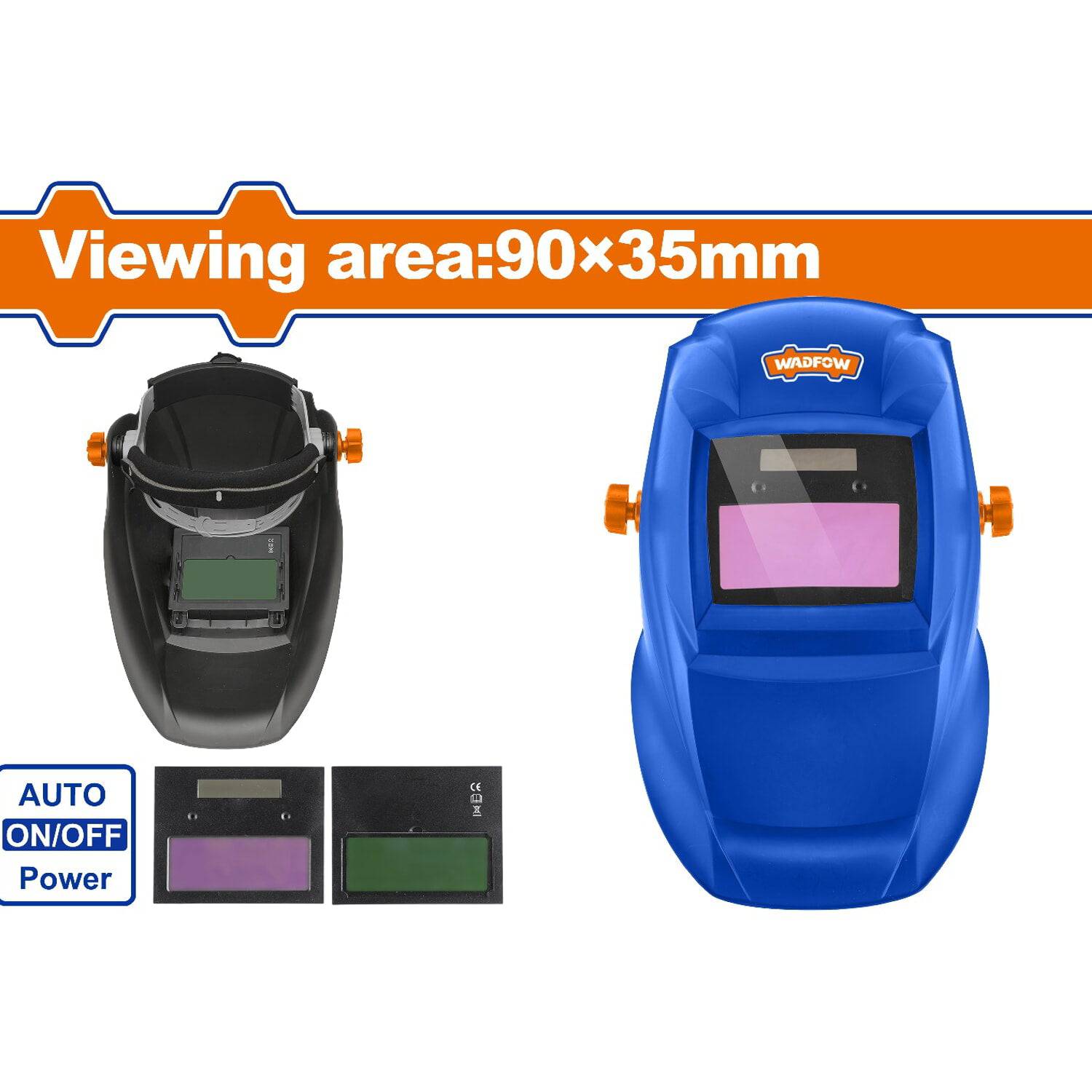[SKUIMG]WWH2501|MÁSCARA DE SOLDADURA. AREA DE VISIÓN 90X35MM. OSCURECIMIENTO AUTOMÁTICO. PROTECCIÓN UV/IR DIN16. PAR