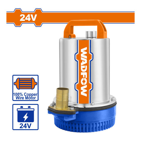 [SKUIMG]WWPQDC24|WWPQDC24.jpg|BOMBA SUMERGIBLE 24V CORRIENTE CONTINUA PARA AGUA LIMPIA 240W FLUJO: 67L/MIN POZO PROFUNDO