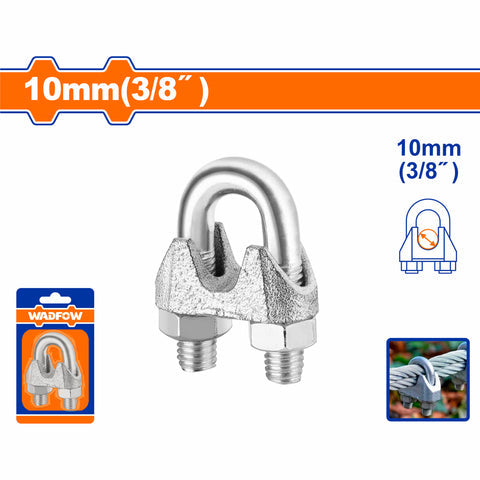 [SKUIMG]WWRC1K10|PERROS PARA CABLE DE ACERO GUAYAS CLIPS DE CUERDA DE ALAMBRE 3/8" HIERRO MALEABLE ELECTRO-GALVANIZAD