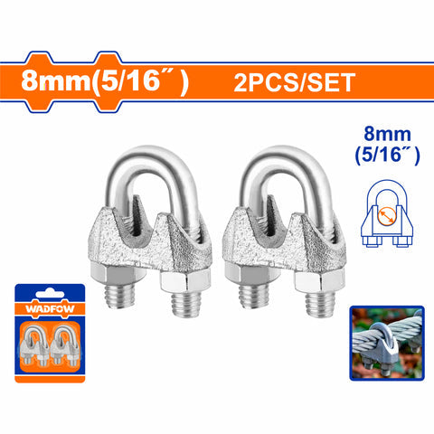 [SKUIMG]WWRC2K08|PERROS PARA CABLE DE ACERO GUAYAS. CLIPS DE CUERDA DE ALAMBRE 5/16" HIERRO MALEABLE ELECTRO-GALVANIZ