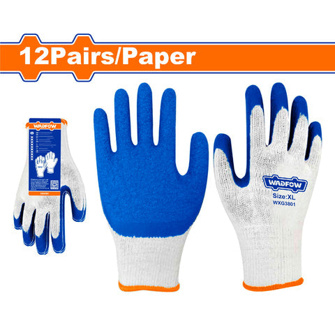 [SKUIMG]WXG3801|WXG3801.jpg|GUANTES DE LÁTEX XL. ANTIDESLIZANTE Y ANTIDESGARRO. RECUBRIMIENTO EN LA PALMA. SET DE 12 PARES.