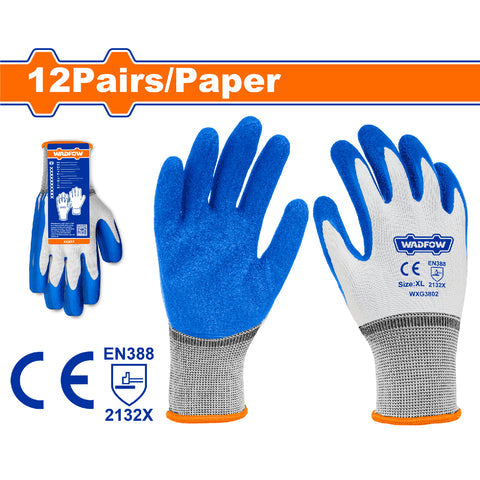 [SKUIMG]WXG3802|WXG3802.jpg|GUANTES DE LÁTEX XL. IDEAL PARA CARGA PESADA Y OBJETOS AFILADOS. SIN COSTURAS. SET DE 12 PARES.
