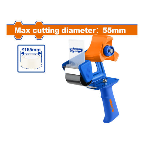 [SKUIMG]WXQ1A01|DISPENSADOR DE CINTA ADHESIVA DE 165MM DIAMETRO CORTE: 55MM CON PERILLA AJUSTABLE. CINTA EMBALAJE