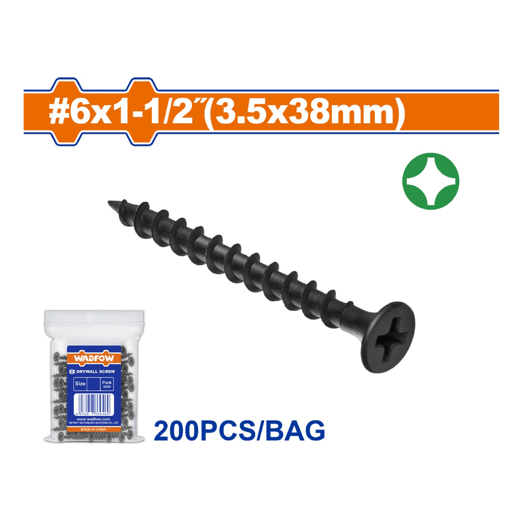 [SKUIMG]WXS1914|TORNILLOS PARA GYPSUM (YESO). ROSCA GRUESA. FOSFATIZADO. PHILLIPS. 200 PZAS.