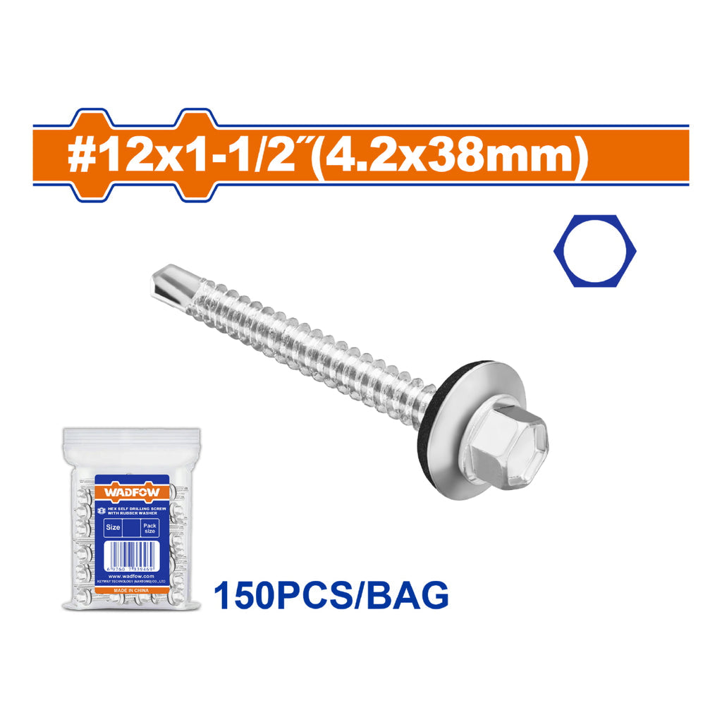 [SKUIMG]WXS4924|TORNILLOS PUNTA BROCA DE TECHO CON ARANDELA. HEXAGONAL. ACABADO ZINC. PARA PERFORAR.