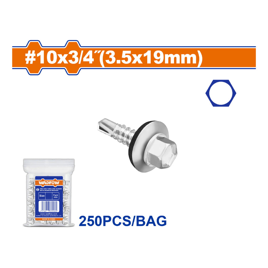 [SKUIMG]WXS4931|TORNILLOS PUNTA BROCA DE TECHO CON ARANDELA. HEXAGONAL. ACABADO ZINC. PARA PERFORAR.