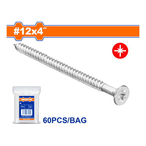 [SKUIMG]WXSL96B|WXSL96B.jpg|12X4" (60 PZAS)TORNILLOS PARA MADERA CABEZA AVELLANADA Y PUNTA FINA. ACABADO ZINC