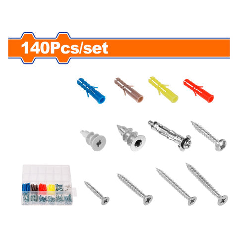 [SKUIMG]WXT1B02|TACOS PARA GYPSUM DRYWALL Y TORNILLOS ANCLAJE PARA PARED. SURTIDOS (140 PIEZAS) TORNILLOS PANELES DE
