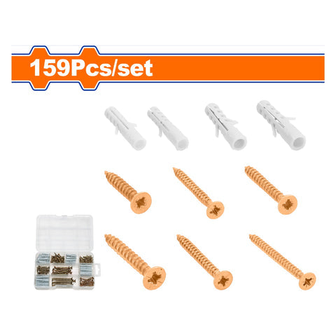 [SKUIMG]WXT3B03|TORNILLOS PARA AGLOMERADO MDF Y TACOS DE ANCLAJE. (159 PIEZAS) SE VENDE EN KIT. MADERA COMPRIMIDA.