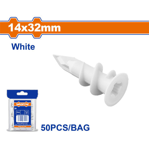 [SKUIMG]WXTG921|TACOS DE ANCLAJE DE NYLON PARA DRYWALL GYPSUM. COLOR: BLANCO. SE VENDE EN SET. ANCLAJE PARA PANELES