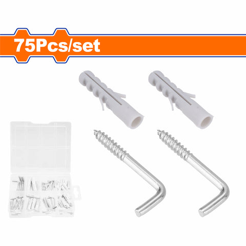 [SKUIMG]WXTRB01|TORNILLOS TIPO L 3X30MM (15 PZAS) 3.2X40MM (14 PZAS) 3.8X50MM (4 PZAS) Y ANCLAJES DE PLASTICO. 5X25M