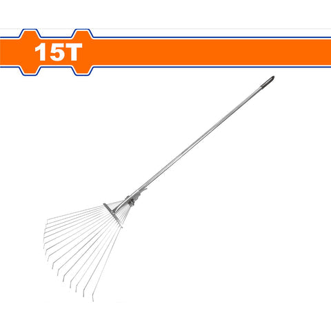 [SKUIMG]WXW9A15|WXW9A15.jpg|RASTRILLO METALICO AJUSTABLE TELESCOPICO DE 15 DIENTES. LONG: 1220 MM-1580 MM MANGO DE ACERO GALVANI