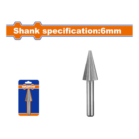 [SKUIMG]WYE1K07|FRESA LIMA ROTATIVA CONICA.GCR15. VASTAGO:6MM. CABEZA:13MM. PARA MOTORTOOL.