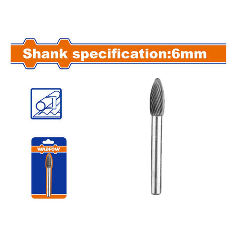 [SKUIMG]WYE3K03|WYE3K03.jpg|FRESA LIMA ROTATIVA OVALADA DE HSS. VASTAGO: 6MM. CABEZA:8MM. PARA MOTORTOOL.