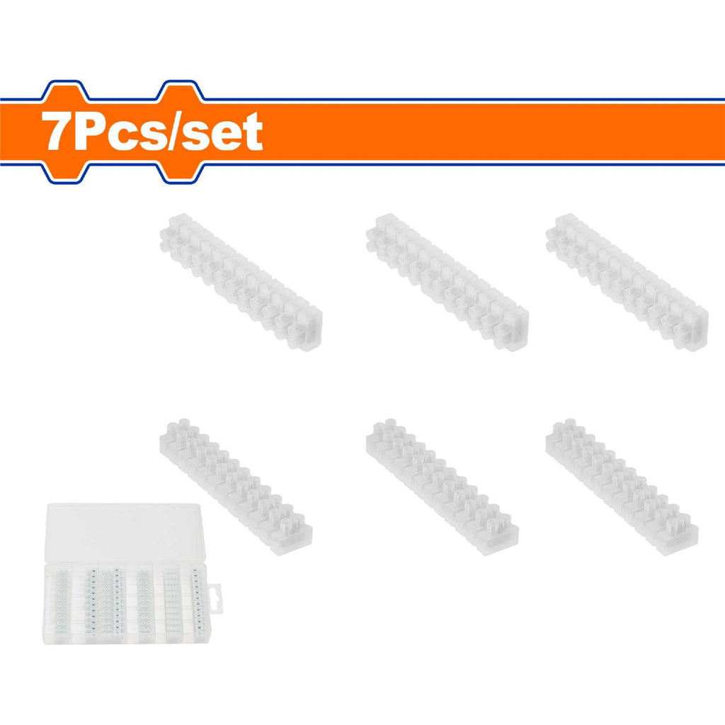 [SKUIMG]WYK1B01|WYK1B01.jpg|BLOQUE TERMINAL DE CONEXIÓN PARA CABLEADO ELÉCTRICO. KIT DE 7 PIEZAS. CONECTOR.