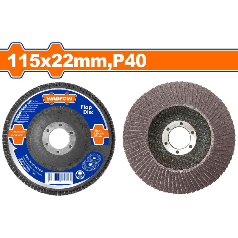 [SKUIMG]WYL1301|DISCOS FLAP DE LIJA LAMINADO DE 115X22MM. ADECUADO PARA ACERO ALTO, FUNDIDO Y CHAPA.