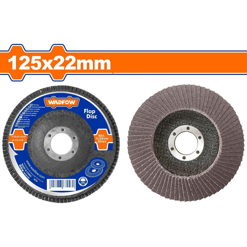 [SKUIMG]WYL2302|WYL2302.jpg|DISCOS FLAP DE LIJA LAMINADO DE 125X22MM. ADECUADO PARA ACERO ALTO, FUNDIDO Y CHAPA. P60