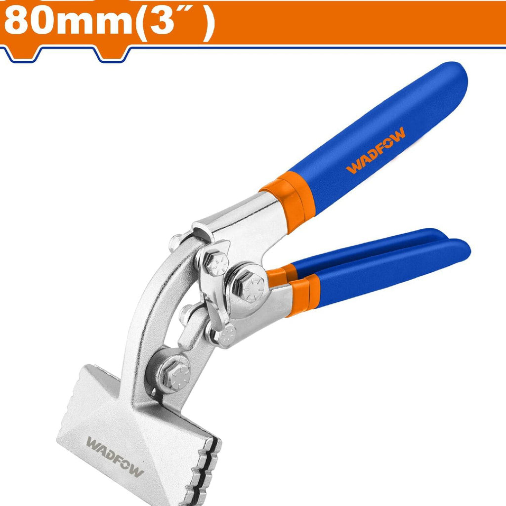 [SKUIMG]WZB8002|PINZA DOBLADORA DE LÁMINAS DE METAL 3" LONG.210MM. MANDÍBULA CURVA. MANGO SUAVE.