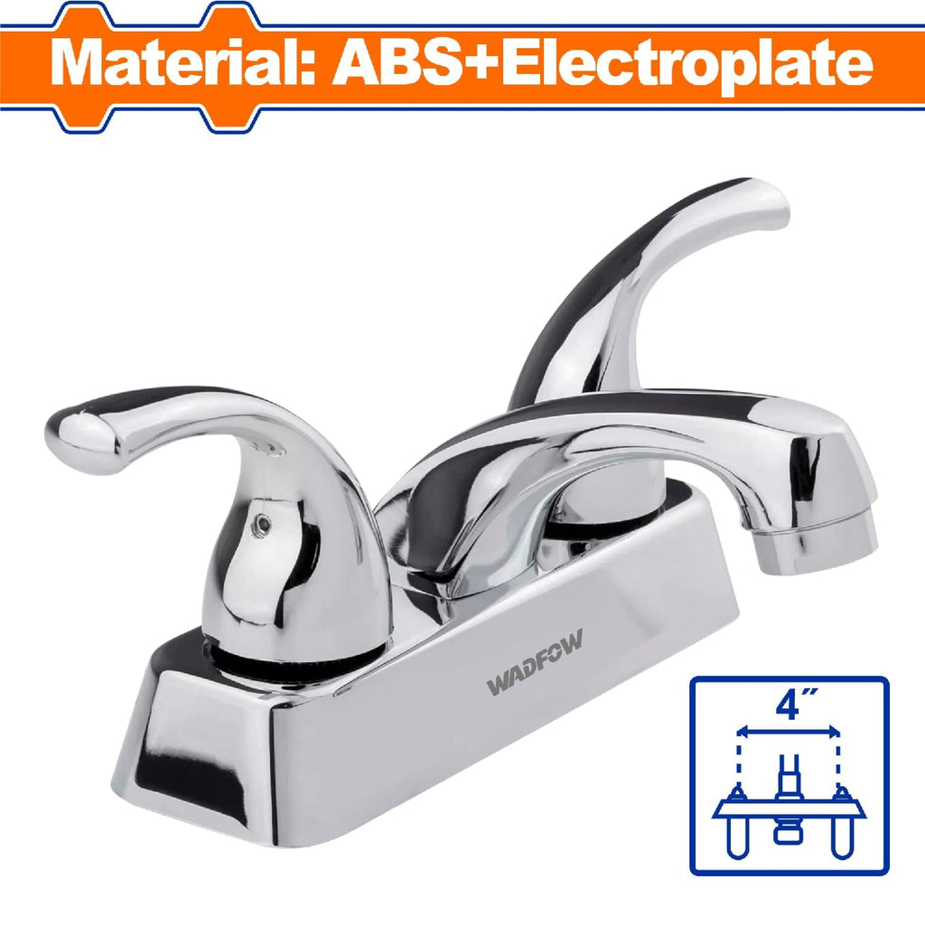 [SKUIMG]WZD1510|WZD1510.jpg|LLAVE MEZCLADORA 4" PARA LAVAMANOS CON CUBIERTA Y MANERALES DE PALANCA. MODO FRÍO Y CALIENTE.