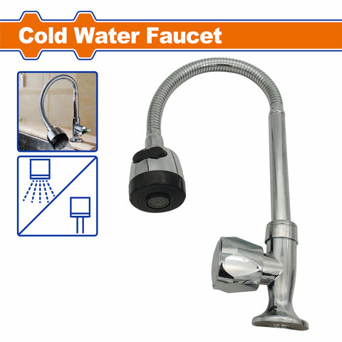 [SKUIMG]WZD4904|WZD4904.jpg|GRIFO AGUA FRIA PARA FREGADOR DE COCINA CON AJUSTE UNIVERSAL GIRATORIO 360 ACABADO NIQUELADO. LLAVE