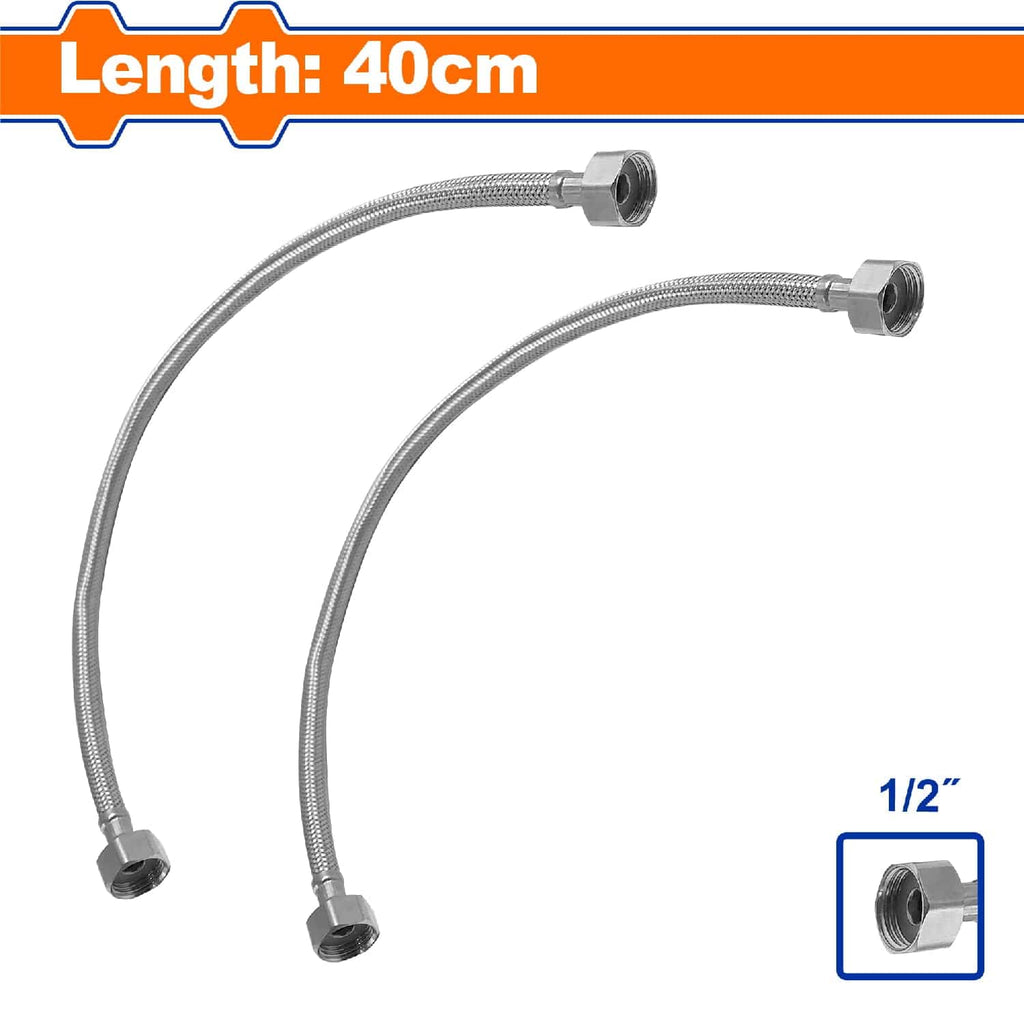 [SKUIMG]WZK1901|TUBO DE ABASTO DE AGUA CONECTORES DE GRIFOS FLEXIBLES 40CM. CONECTOR 1/2". ACERO INOXIDABLE 301. INC