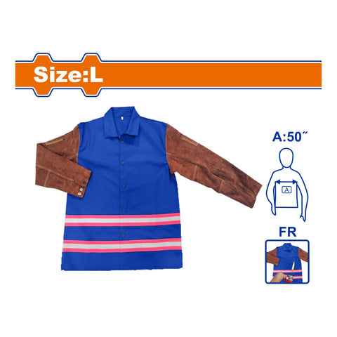 [SKUIMG]WZW0101.L|WZW0101.L.jpg|CHAQUETAS DE SOLDADOR CON TIRAS REFLECTANTES. IDEAL EN TRABAJOS NOCTURNOS DE SOLDADURA.