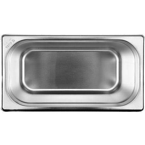 [SKUIMG]YG-00274|YG-00274.jpg|BANDEJA GASTRONORM DE ACERO INOXIDABLE GN 1/3 (150 MM).