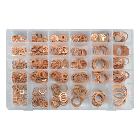 [SKUIMG]YT-068711|SURTIDO DE ARANDELAS. GUCHAS DE COBRE. TAMANOS VARIADOS. SET DE 580 PIEZAS.