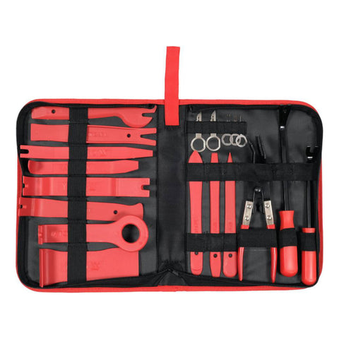JUEGO DE EXTRACCION DE PANELES. CUNAS PARA REMOVER PARTES EN VEHICULOS CARROS. SET DE 19 PIEZAS.