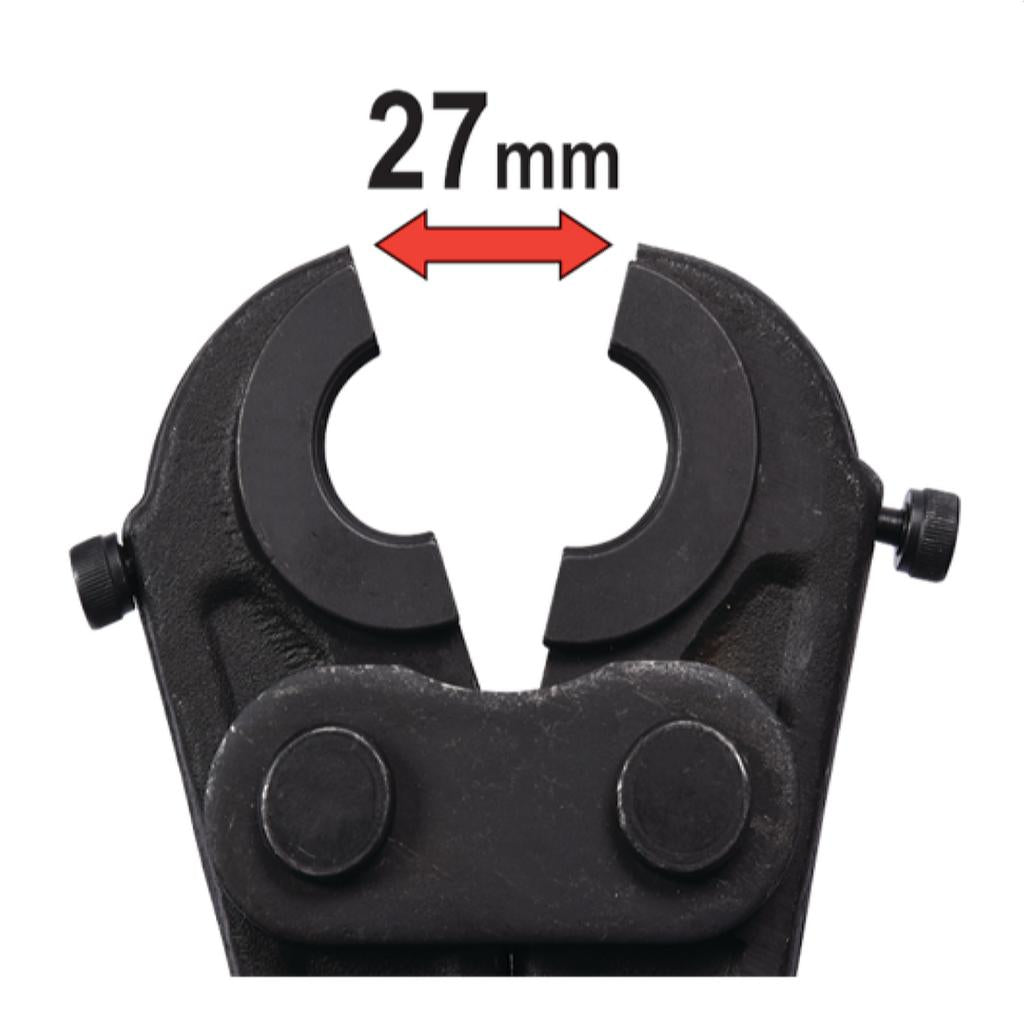 [SKUIMG]YT-21750|YT-21750.jpg|Prensa para tubos pex o pex-al-pex incluye dados para TH16 (1/2") /TH20 (3/4") /TH26 (1"). Larg 52cm