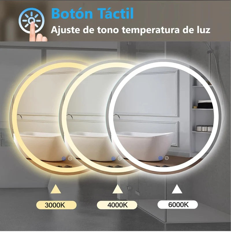 [SKUIMG]GMIRROR11|gmirror11-1.jpg|ESPEJO LED CIRCULAR DIÁMETRO 80CM CON LUZ LED DE 3 TONOS BOTÓN TÁCTIL